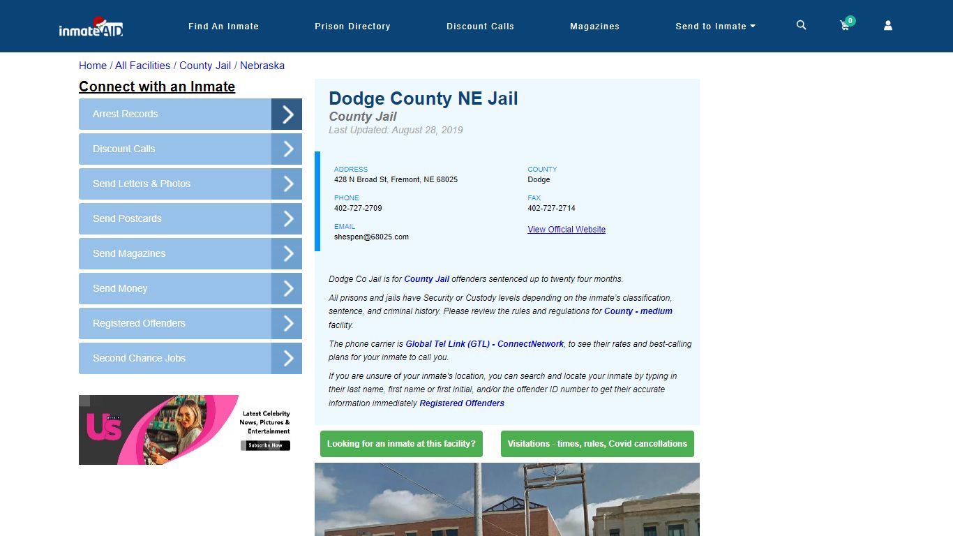Dodge County NE Jail - Inmate Locator - Fremont, NE