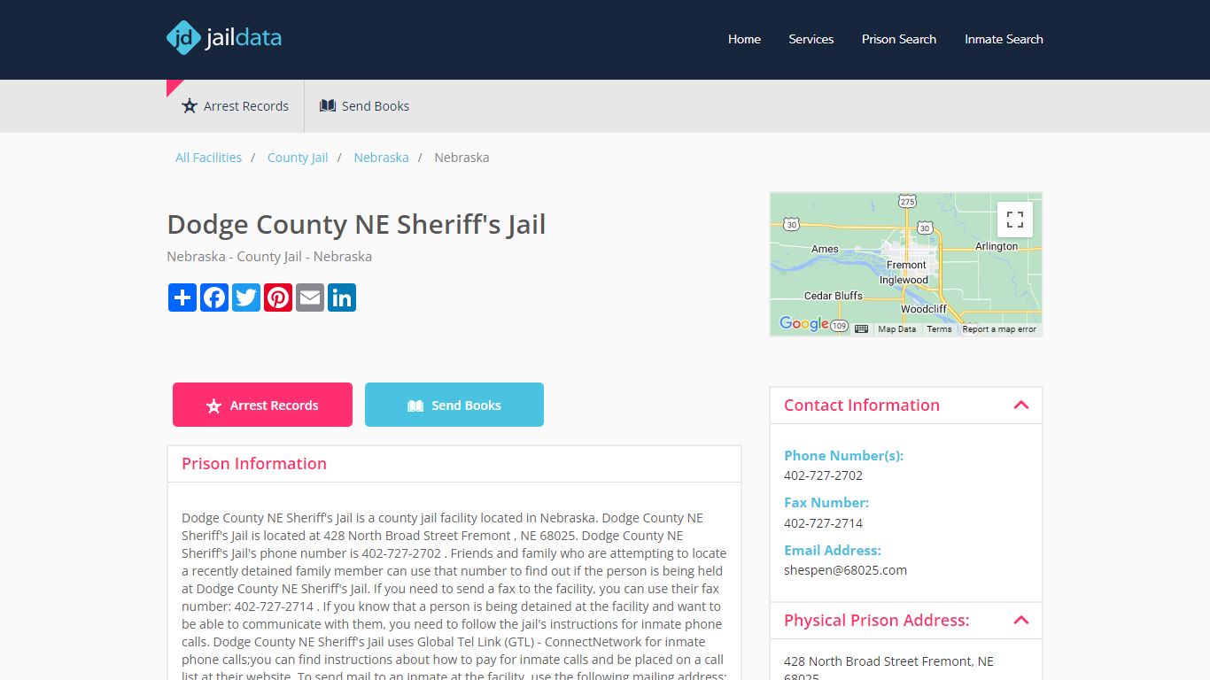 Dodge County NE Sheriff's Jail Inmate Search and Prisoner Info ...